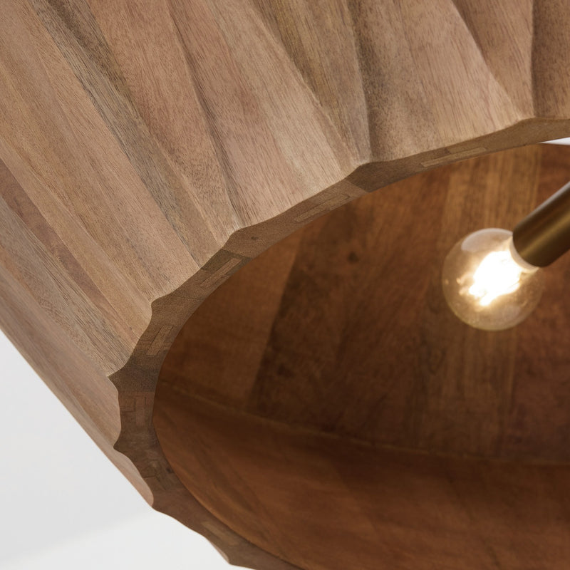 Capital Lighting 351061LW Six Light Pendant, Light Wood and Patinaed Brass