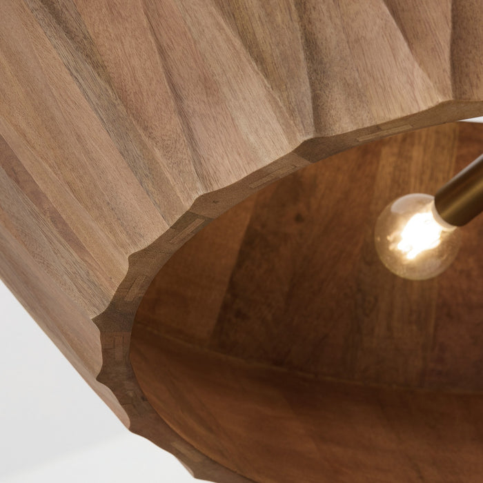 Capital Lighting 351061LW Six Light Pendant, Light Wood and Patinaed Brass