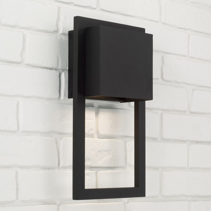 Capital Lighting 956011BK-GL One Light Outdoor Wall Lantern, Oiled Bronze