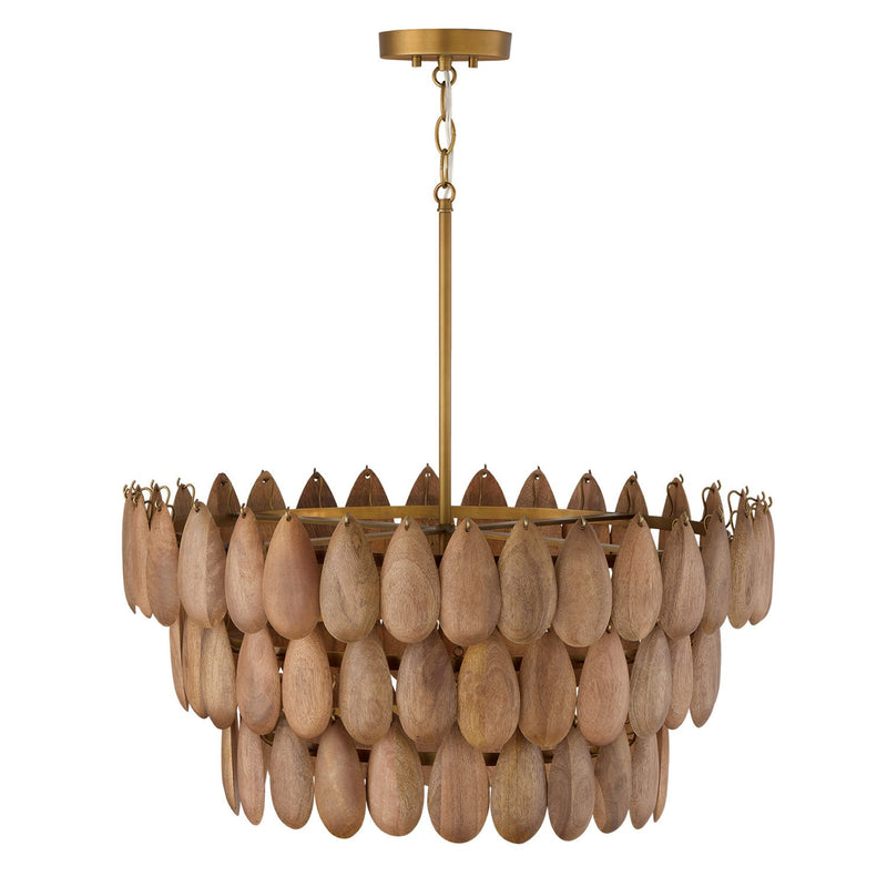 Capital Lighting 354441LW Four Light Pendant, Light Wood and Patinaed Brass