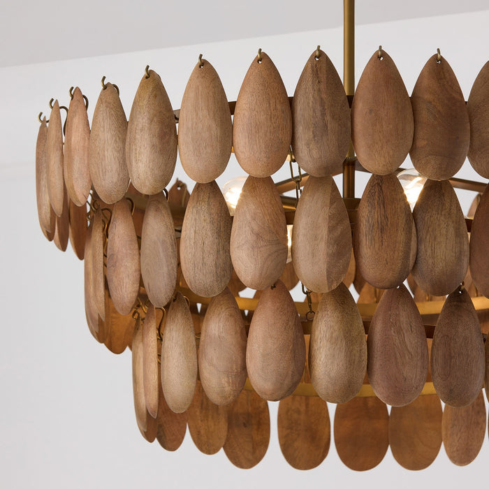 Capital Lighting 354441LW Four Light Pendant, Light Wood and Patinaed Brass