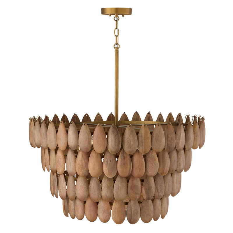 Capital Lighting 354442LW Four Light Pendant, Light Wood and Patinaed Brass