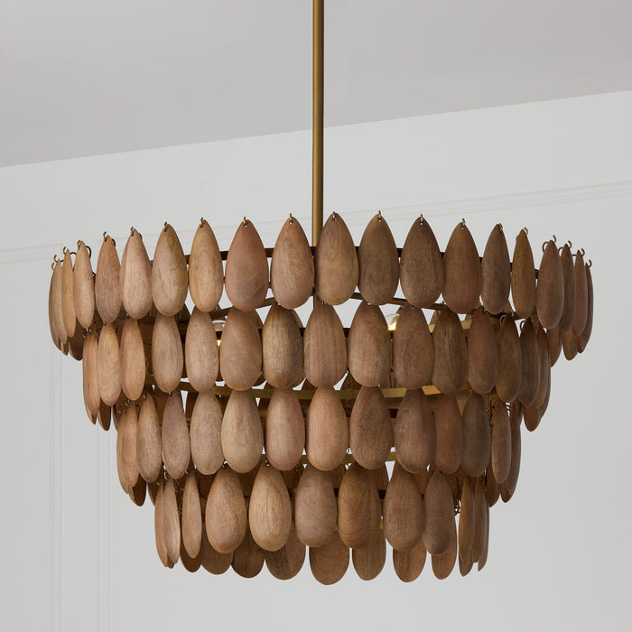 Capital Lighting 354442LW Four Light Pendant, Light Wood and Patinaed Brass