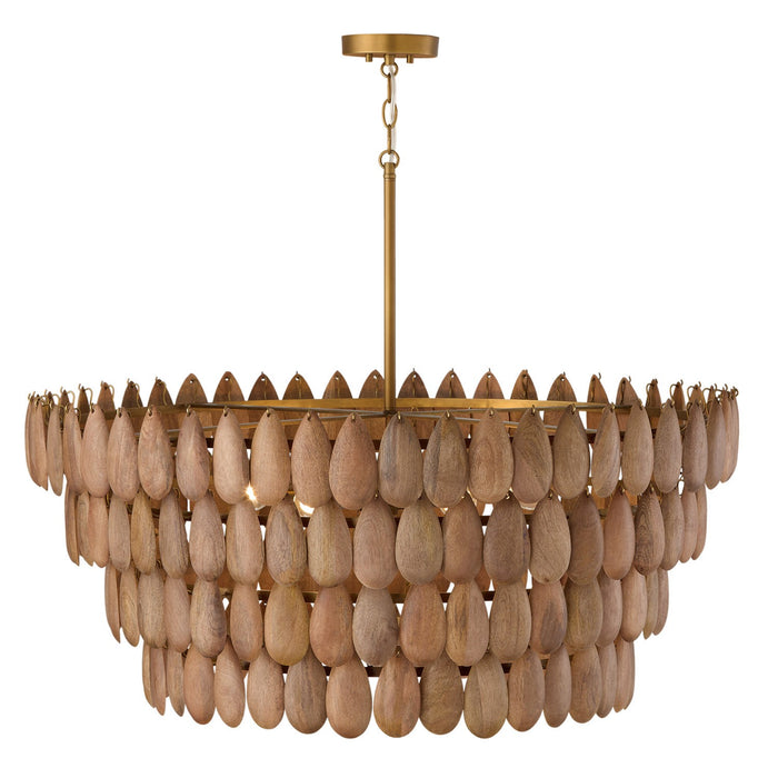 Capital Lighting 354461LW Six Light Pendant, Light Wood and Patinaed Brass
