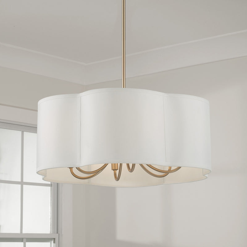 Capital Lighting 356461MA Six Light Pendant, Matte Brass