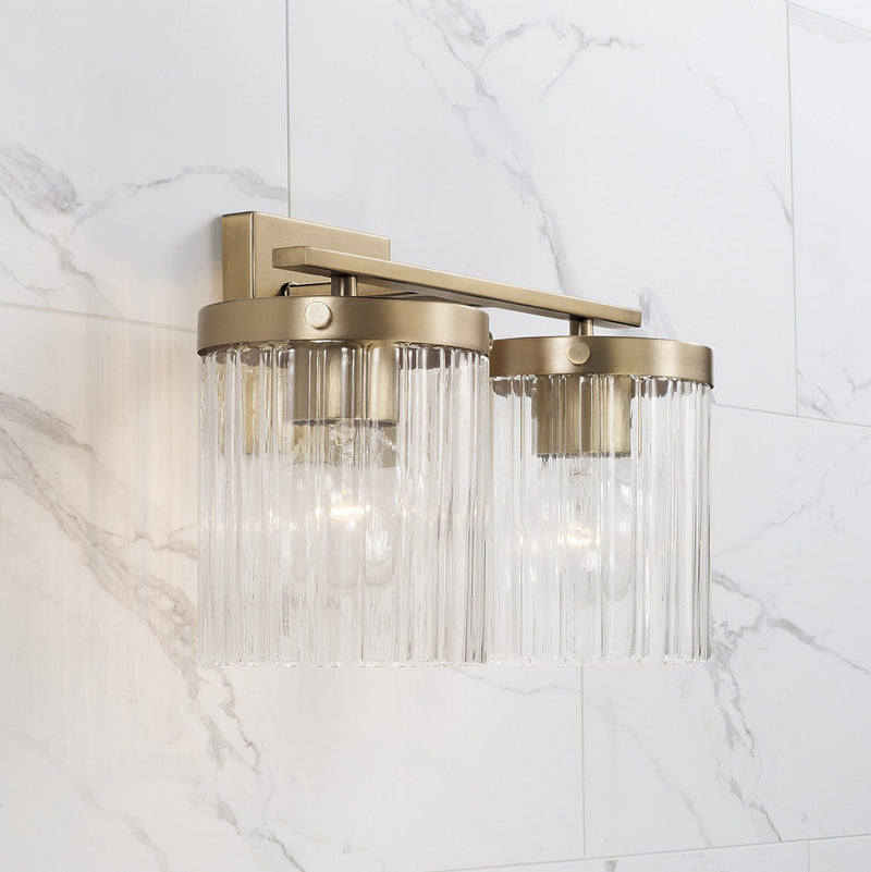Capital Lighting 156221AD-555 Two Light Vanity, Aged Brass