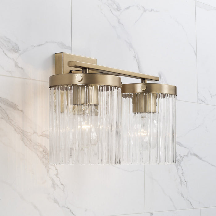 Capital Lighting 156221AD-555 Two Light Vanity, Aged Brass