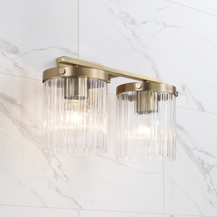 Capital Lighting 156221AD-555 Two Light Vanity, Aged Brass