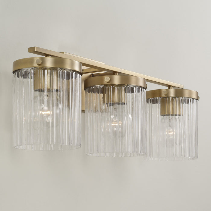 Capital Lighting 156231AD-555 Three Light Vanity, Aged Brass