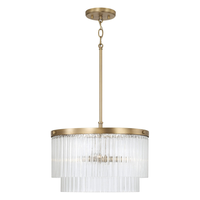 Capital Lighting 356231AD Three Light Pendant, Aged Brass