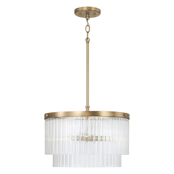 Capital Lighting 356231AD Three Light Pendant, Aged Brass