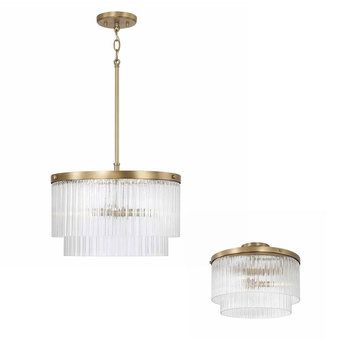 Capital Lighting 356231AD Three Light Pendant, Aged Brass