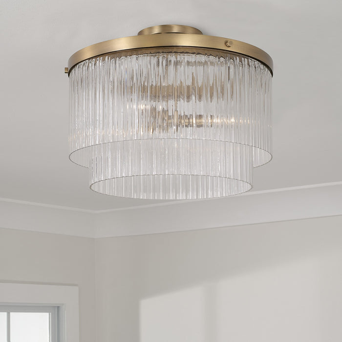 Capital Lighting 356231AD Three Light Pendant, Aged Brass