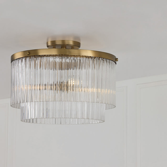 Capital Lighting 356231AD Three Light Pendant, Aged Brass
