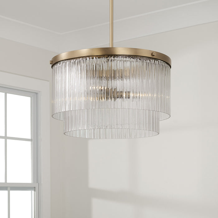Capital Lighting 356231AD Three Light Pendant, Aged Brass