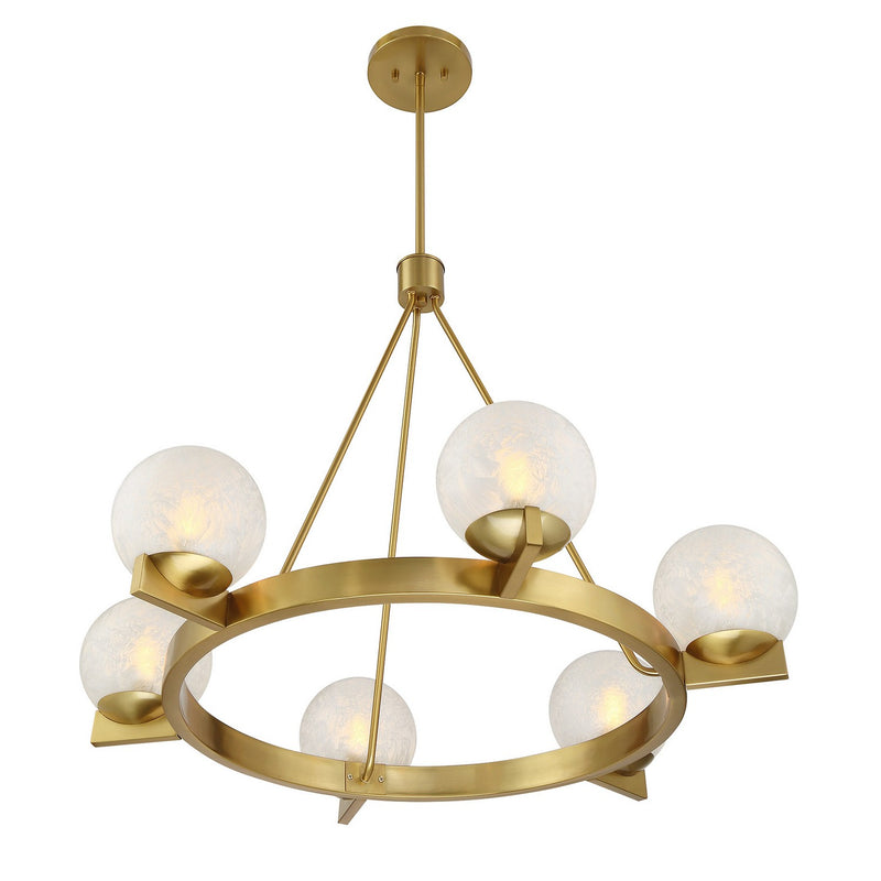 Savoy House 1-1014-6-322 Six Light Chandelier, Warm Brass