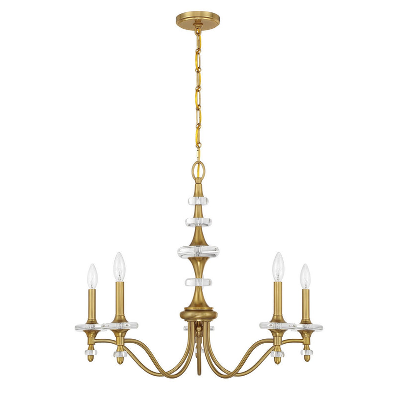 Savoy House 1-1361-5-322 Five Light Chandelier, Warm Brass