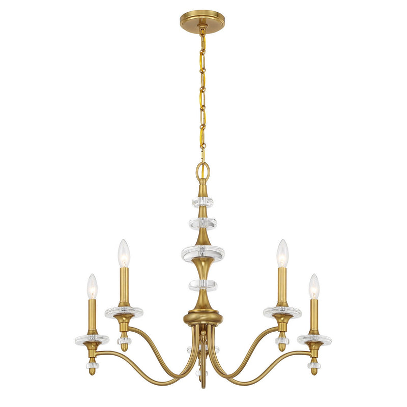 Savoy House 1-1361-5-322 Five Light Chandelier, Warm Brass