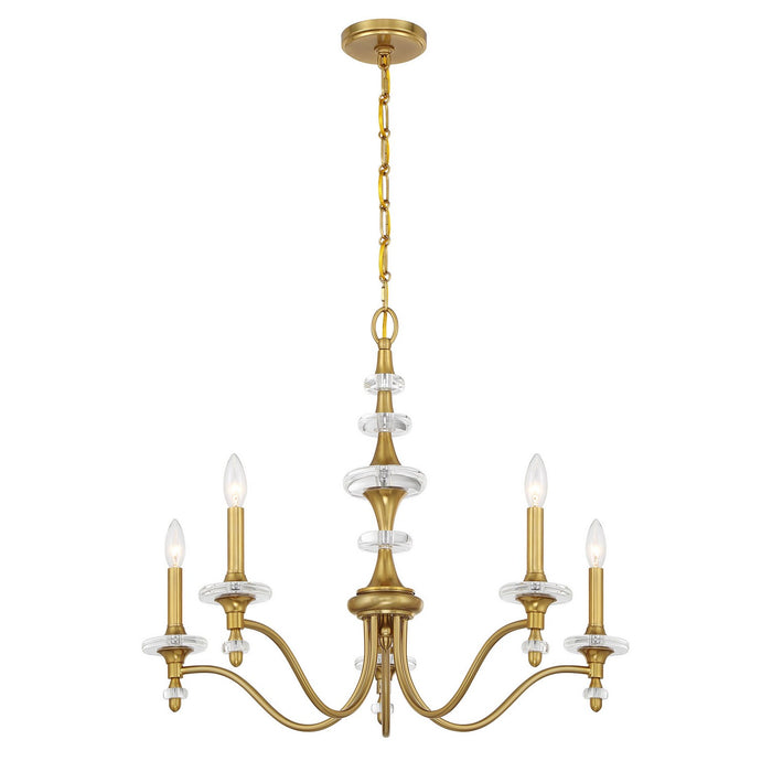 Savoy House 1-1361-5-322 Five Light Chandelier, Warm Brass