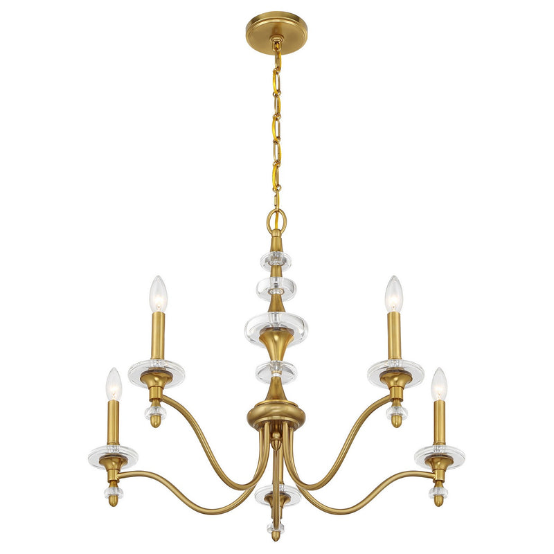 Savoy House 1-1361-5-322 Five Light Chandelier, Warm Brass