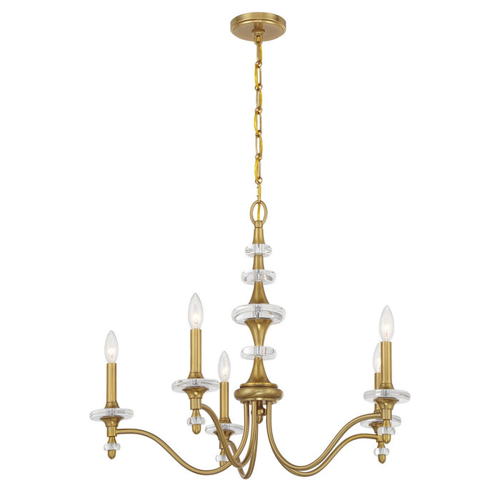 Savoy House 1-1361-5-322 Five Light Chandelier, Warm Brass