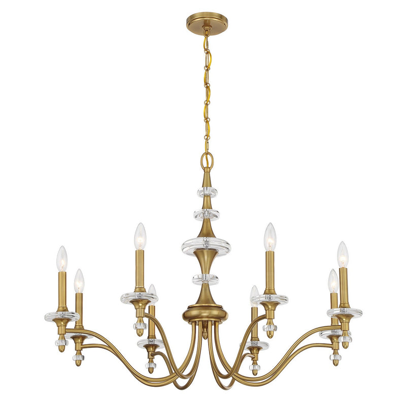 Savoy House 1-1362-8-322 Eight Light Chandelier, Warm Brass