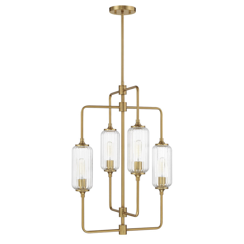 Savoy House 1-3023-4-322 Four Light Chandelier, Warm Brass