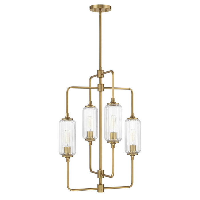 Savoy House 1-3023-4-322 Four Light Chandelier, Warm Brass