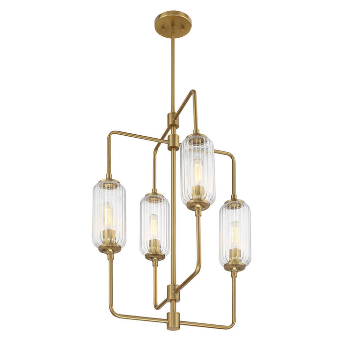 Savoy House 1-3023-4-322 Four Light Chandelier, Warm Brass