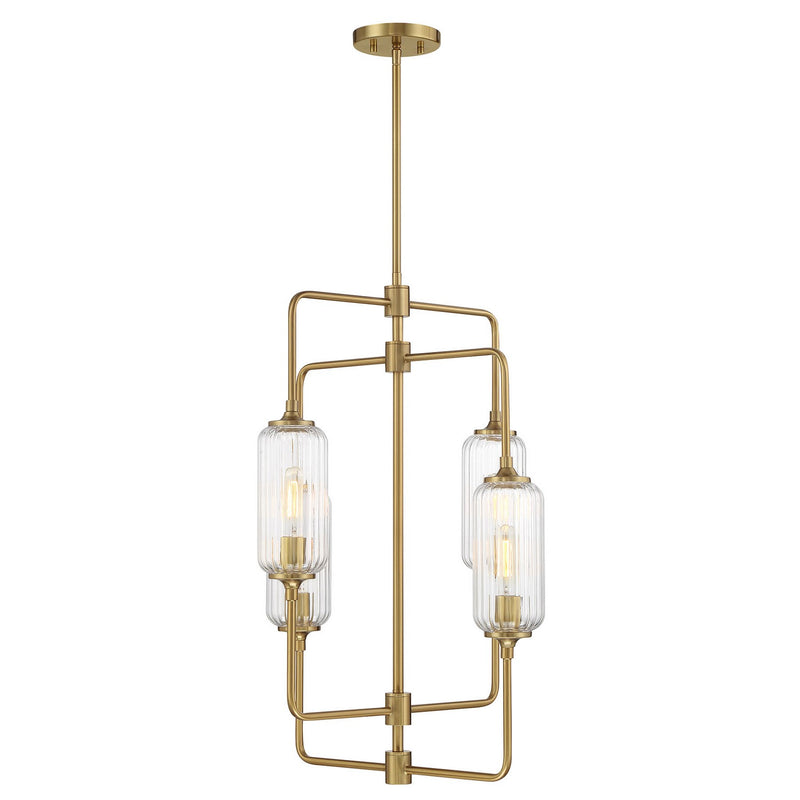Savoy House 1-3023-4-322 Four Light Chandelier, Warm Brass