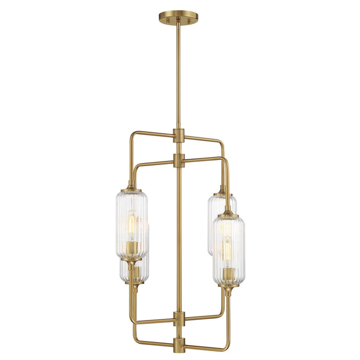 Savoy House 1-3023-4-322 Four Light Chandelier, Warm Brass