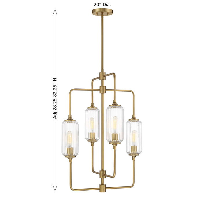 Savoy House 1-3023-4-322 Four Light Chandelier, Warm Brass