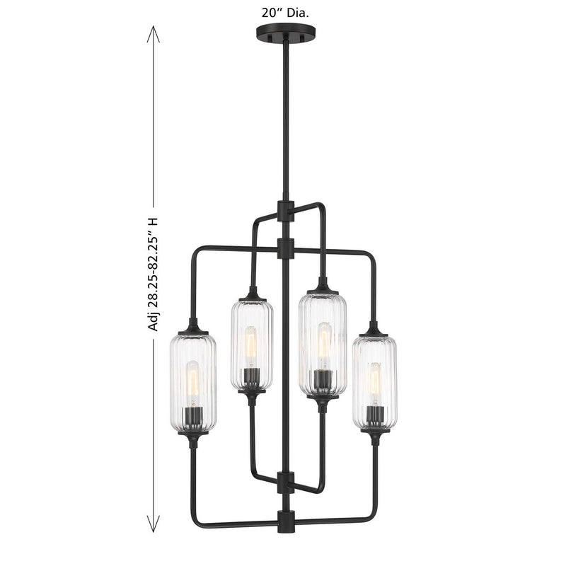 Savoy House 1-3023-4-89 Four Light Chandelier, Matte Black