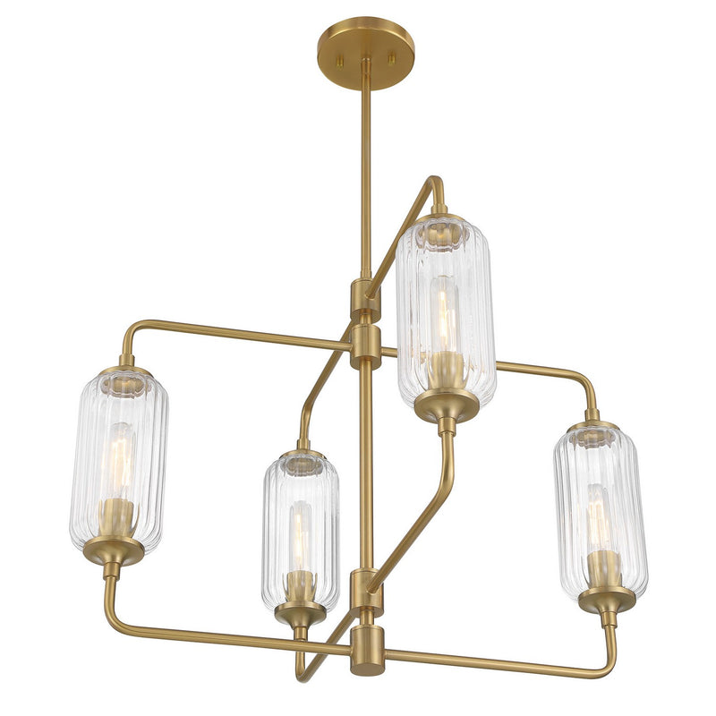 Savoy House 1-3025-4-322 Four Light Chandelier, Warm Brass