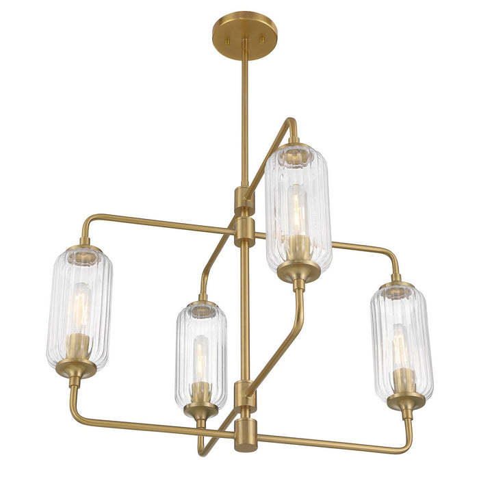 Savoy House 1-3025-4-322 Four Light Chandelier, Warm Brass