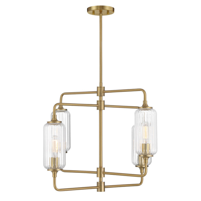 Savoy House 1-3025-4-322 Four Light Chandelier, Warm Brass