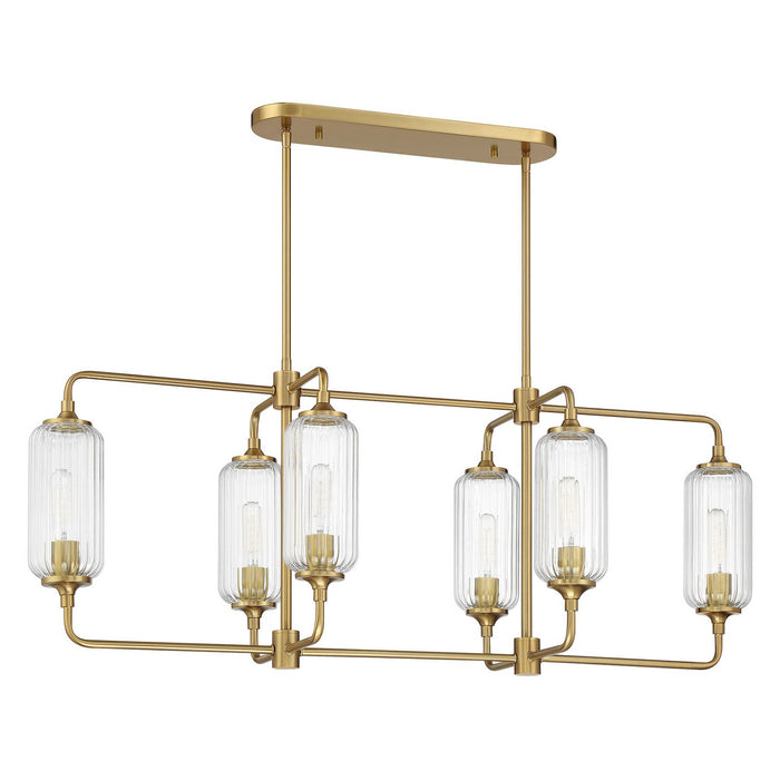 Savoy House 1-3026-6-322 Six Light Linear Chandelier, Warm Brass