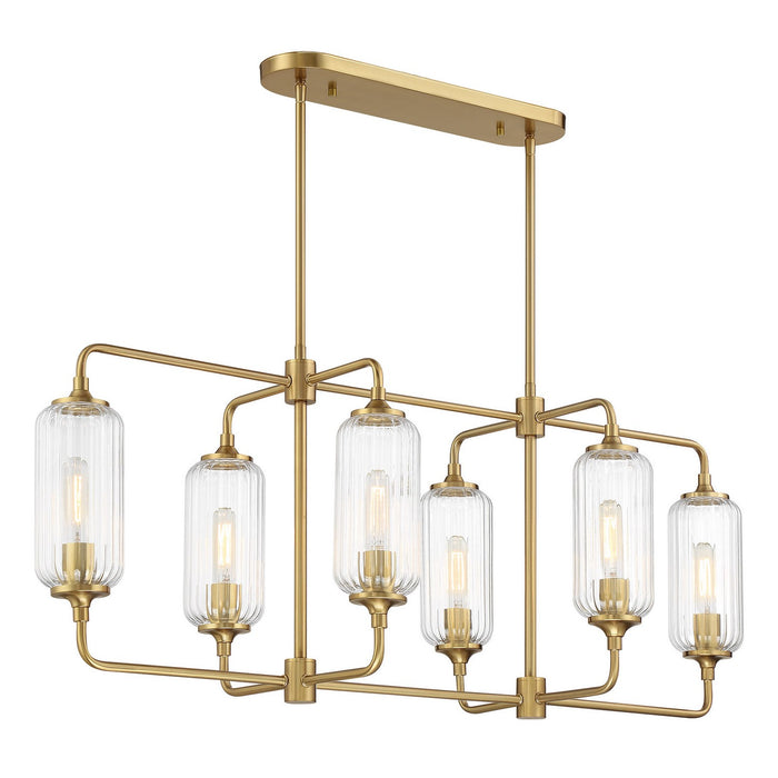 Savoy House 1-3026-6-322 Six Light Linear Chandelier, Warm Brass