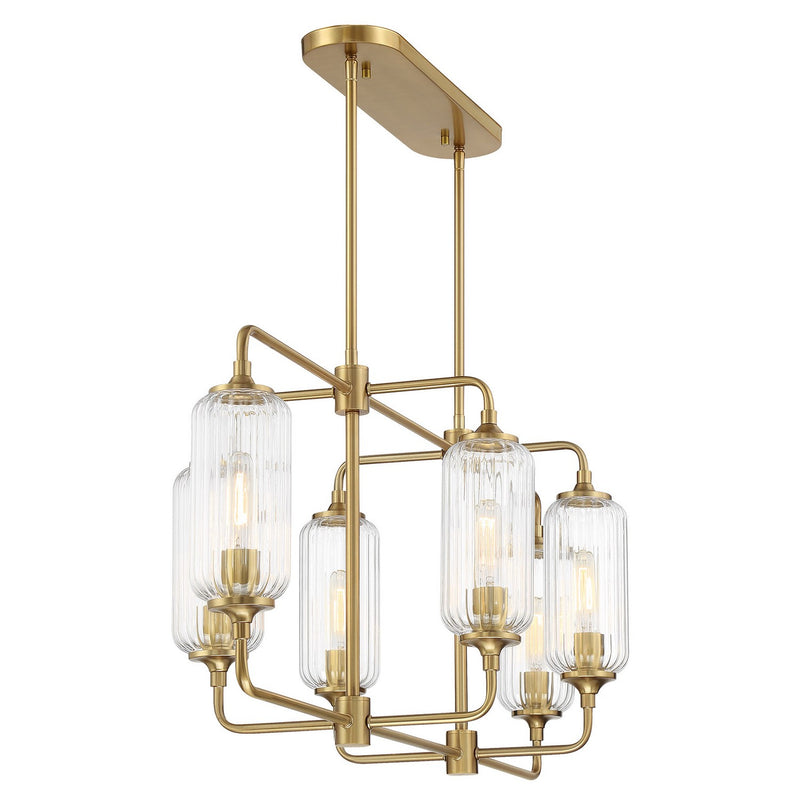 Savoy House 1-3026-6-322 Six Light Linear Chandelier, Warm Brass