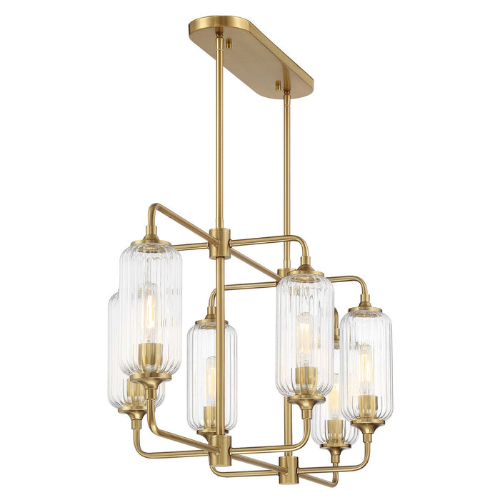 Savoy House 1-3026-6-322 Six Light Linear Chandelier, Warm Brass