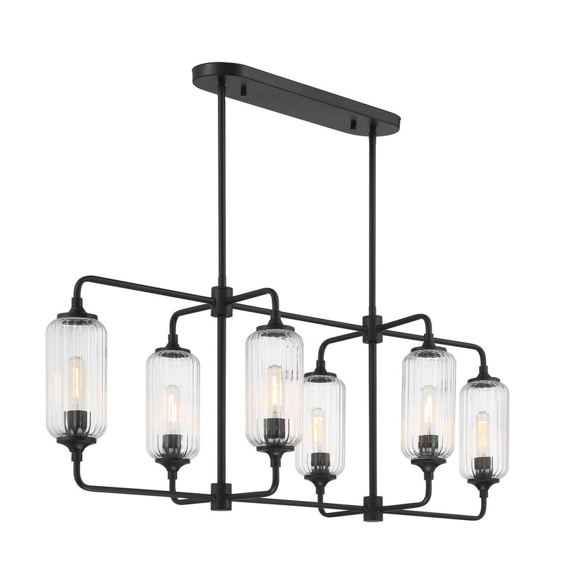Savoy House 1-3026-6-89 Six Light Linear Chandelier, Matte Black