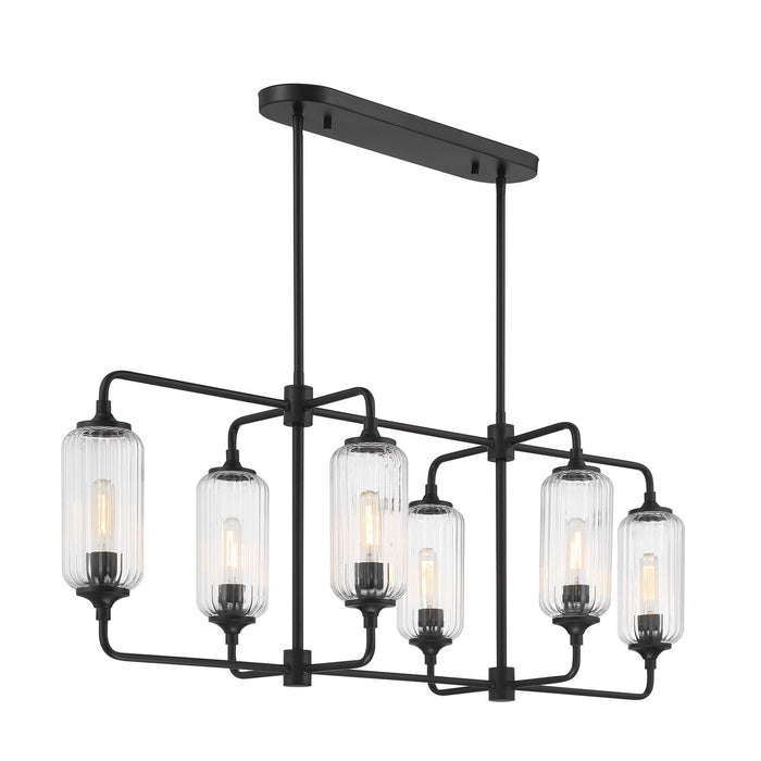 Savoy House 1-3026-6-89 Six Light Linear Chandelier, Matte Black