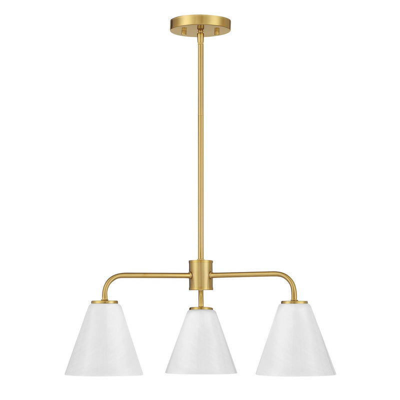 Savoy House 1-4013-3-322 Three Light Chandelier, Warm Brass