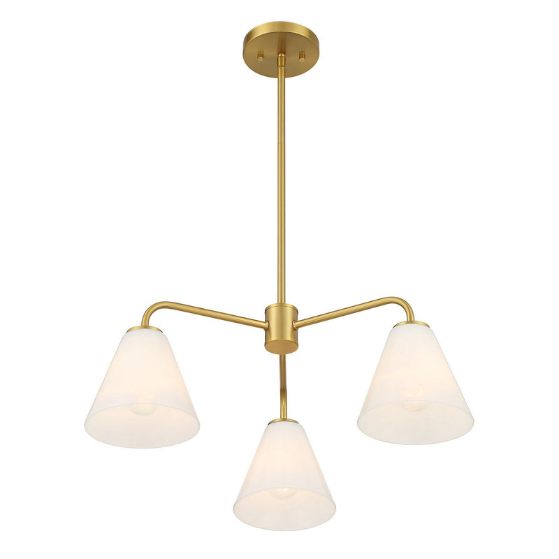 Savoy House 1-4013-3-322 Three Light Chandelier, Warm Brass