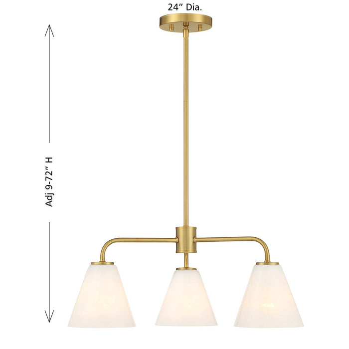 Savoy House 1-4013-3-322 Three Light Chandelier, Warm Brass