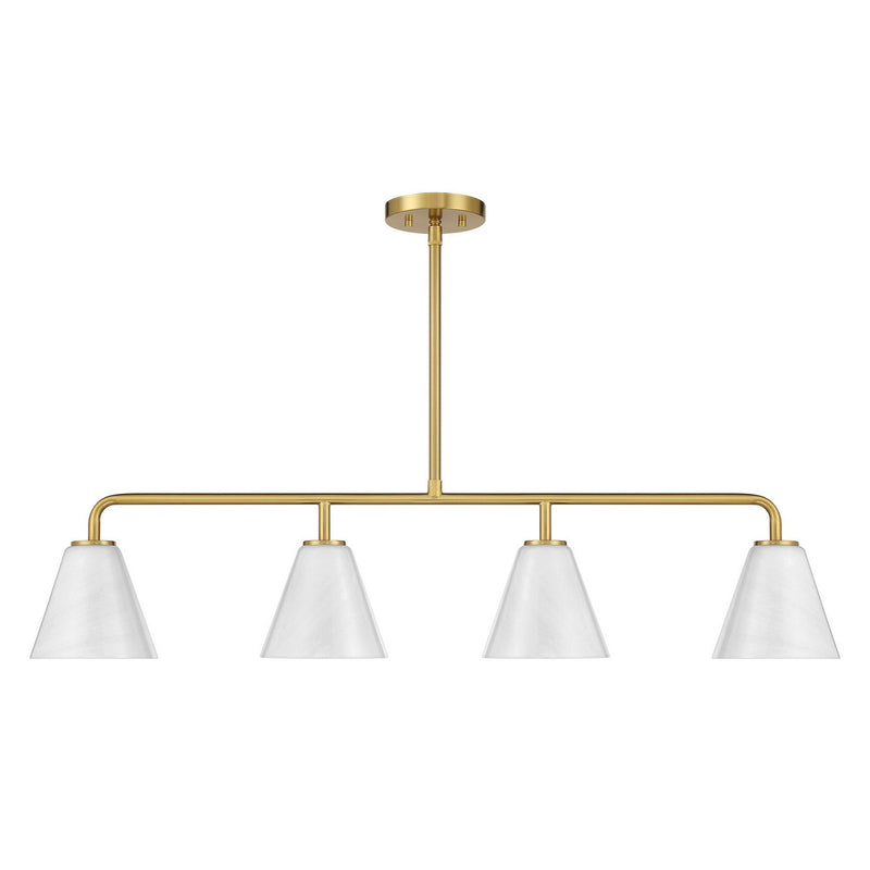 Savoy House 1-4014-4-322 Four Light Linear Chandelier, Warm Brass