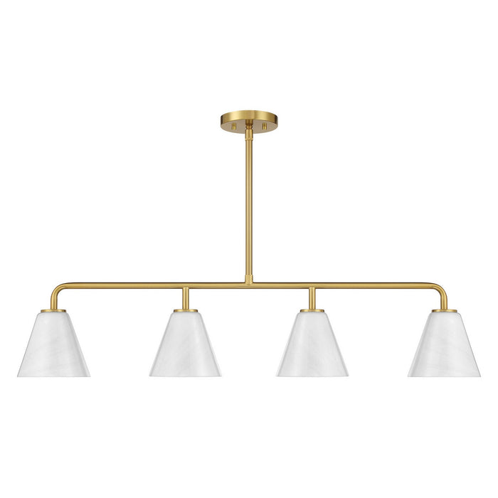 Savoy House 1-4014-4-322 Four Light Linear Chandelier, Warm Brass