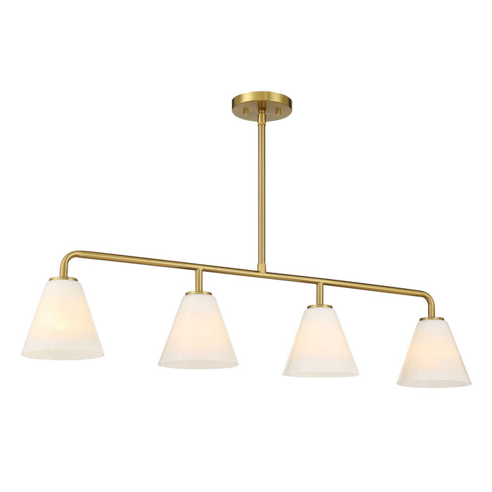 Savoy House 1-4014-4-322 Four Light Linear Chandelier, Warm Brass