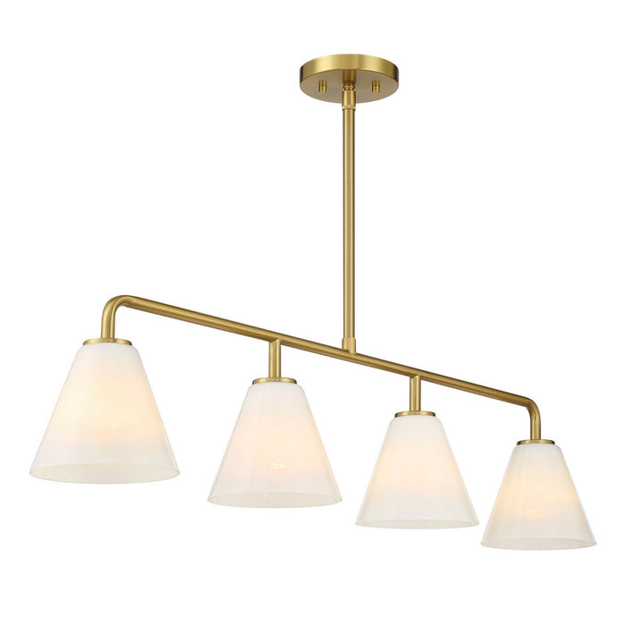 Savoy House 1-4014-4-322 Four Light Linear Chandelier, Warm Brass