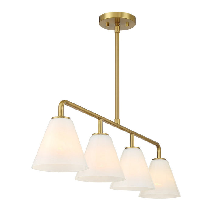 Savoy House 1-4014-4-322 Four Light Linear Chandelier, Warm Brass